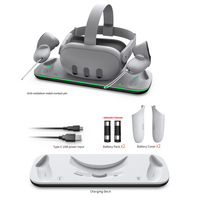 Honcam Station de charge pour Oculus Meta Quest 3 Station d'accueil magnétique avec lumière LED Station de charge Batteries rechargeables