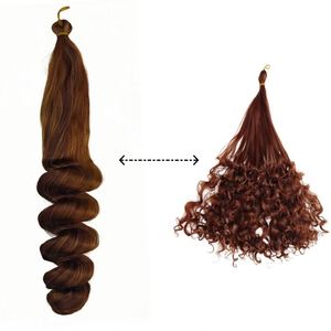 Extensions de cheveux bouclés à la française en gros, très demandées, 24 pouces, pré-étirées, ondulations lâches, fibre haute température, sans perte de cheveux - Product Image 5