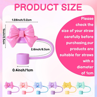 Capuchons de paille réutilisables en silicone 10 mm, motif nœud mignon, anti-poussière, pour gobelets, qualité alimentaire