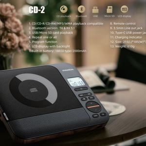 Reproductor de CD Portátil con 5 Modos de Reproducción, BT/USB/Tarjeta TF, Pantalla LCD, Control Remoto, Salida para Auriculares - Product Image 3