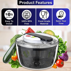 Nouveau Grand Essoreur Manuel Multifonction 3-en-1 pour Fruits et Légumes 2025 avec Couvercle pour Salade et Laitue - Product Image 4