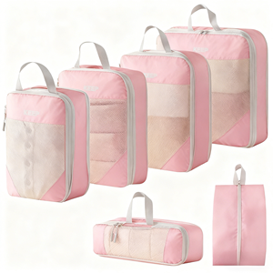 Компрессионные упаковочные кубы, набор из 4 штук, расширяемые органайзеры для багажа, дорожные сумки для чемодана, унисекс, модные, на молнии - Product Image 3