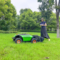 Robot tondeuse à gazon à essence 4 temps télécommandé sur roues MS500W, avec grande boîte à herbe, pneus gonflables sécurisés pour pelouse et fonctionnement facile