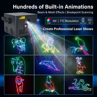 Laser Animasi Profesional 3W Full-color, Proyektor Laser Garis Galvanometer Pemindaian Kecepatan Tinggi, Cocok untuk DJ Disko