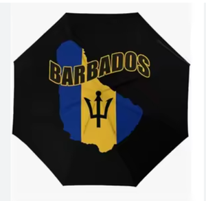 Ombrello da Viaggio Personalizzato con Mappa di Barbados, Ombrello Pieghevole Automatico, Parasole Portatile per Esterni - Product Image 1