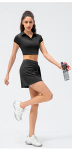 ชุดตีกอล์ฟเทนนิสโยคะสำหรับผู้หญิง2ชิ้นคอ V พร้อมกระเป๋าซับในป้องกันการสึกหรอ - Product Image 6