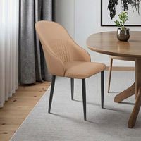 Ensemble de chaises de salle à manger modernes nordiques avec revêtement en cuir, pieds en acier inoxydable, design sans accoudoirs de luxe pour la maison