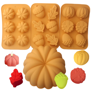 Moule en silicone pour la récolte <span class=keywords><strong>d</strong></span>'<span class=keywords><strong>automne</strong></span>, en forme de citrouille et de <span class=keywords><strong>feuille</strong></span> <span class=keywords><strong>d</strong></span>'érable, pour chocolat, fondant, gâteaux, outils de pâtisserie pour Thanksgiving et Halloween - Product Image 1