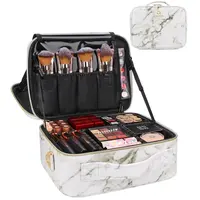 Relavel Double Layer Make Up Bag Organizer scatola portaoggetti per trucco stampa in marmo borsa cosmetica carina
