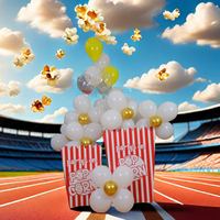 Boîte à popcorn géante moderne pliable en carton 3D, debout, pour les décorations de fête sur le thème du cinéma, du carnaval