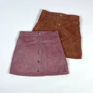 High Quality Corduroy Elastic Waist Girl Skirt Two Pockets Design Little Girl Skirt For Daily Wear