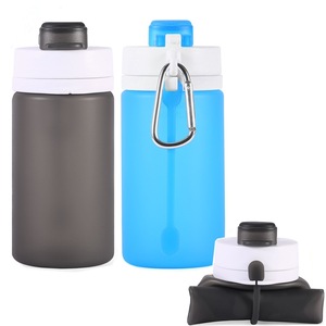 Botella de agua plegable de silicona de 500 ml, botella deportiva de gran capacidad para viajes con mosquetón para uso en exteriores - Product Image 1