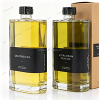 Botella de Vidrio Cuadrada Transparente Verde de 350ml 500ml para Aceite de Oliva con Etiqueta Personalizada, Envase de Vidrio para Aceite Comestible