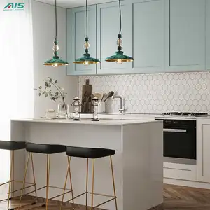 Ais Modern American Luxury Designs Muebles de cocina para el hogar personalizados White Shaker Lacquer Armario Armarios de cocina con Isla
