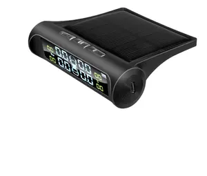 Auto Tpms Bandenspanningscontrolesysteem Solar Power Digital Lcd Display Auto Alarmsystemen Druk Externe Sensor