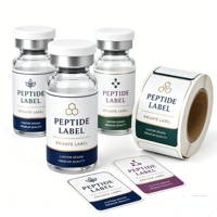 Autocollants personnalisés en vinyle découpé sur mesure pour flacons de peptides, étiquettes adhésives imperméables pour flacons en verre de 2 ml, 10 ml, 15 ml pour poudres de peptides de soin de la peau