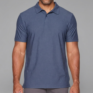 Men's <b>Blue</b> Short Sleeve <b>Polo</b> <b>Shirt</b> 100% Cotton Pique Knitted Casual Solid Color Breathable Regular Fit - Product Image 4