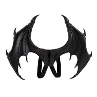 Ailes de dragon réalistes en cuir PU, accessoire de costume, ailes de démon avec sangles élastiques pour Halloween, cosplay, accessoires de fête de carnaval