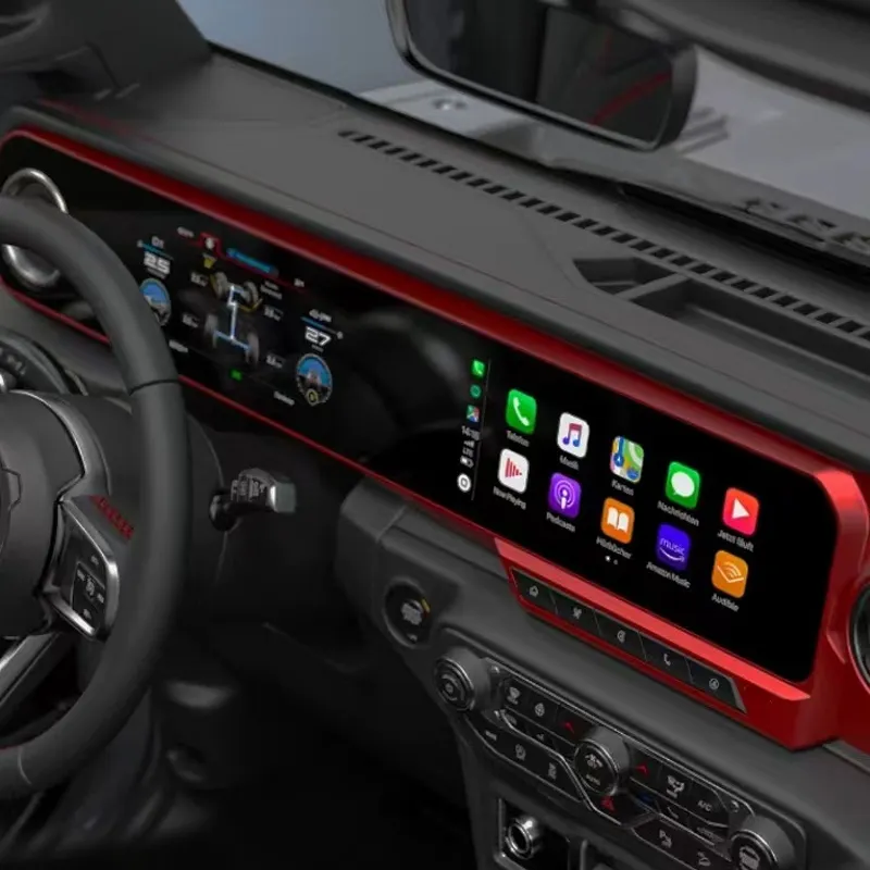 Digital Cluster Virtual Kokpit Mobil Multimedia Player untuk Jeep Wra Ngler J-MAX JL 2018-22Dashboard Instrumen Layar Pengukur Kecepatan