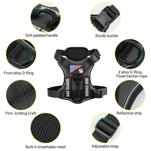 เสื้อกั๊กสุนัขแบบสะท้อนแสง ระบายอากาศได้ดี ผลิตจากโพลีเอสเตอร์เนื้อแน่น พร้อมแผ่นปะ 5 ชิ้น สายรัดสุนัขแบบสบายสำหรับสุนัขช่วยเหลือ - Product Image 2