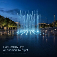Fontaine musicale extérieure en acier inoxydable avec jets dansants à sec et éclairage RGB subaquatique pour parc public