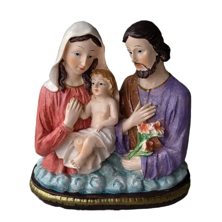 Customized Resin Christ Jesus family figurine the Virgin Mary's family of three statue decoration gift