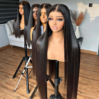 Wig Grosir Pre Plucked Pre Bleached Transparan 360 Lace Front Wig Vendor 13x4 Hd Lace Glueless Wig Lurus Panjang
