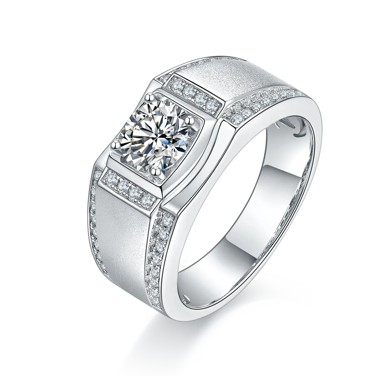Engajamento Anéis De Casamento para homens com 1ct Moissanite Novo de Alta Qualidade Em Estoque 925 Sterling Silver Jewelry 18K Banhado A Ouro