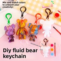 Nouveau porte-clés Ours Fluide en PVC/Acrylique, motif dessin animé, petit cadeau, pendentif créatif fait main pour enfants de maternelle
