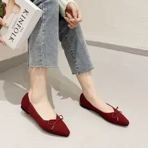 Spring Doudou Flat Heel Casual Single Shoes Bow Women's Shoes Driving Work Ballet Dress And Shoes