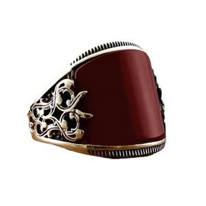 yunnique Red Lacquered <b>Ring</b> With Embossed Plant Pattern Geometric Shape Gift Jewelry CY1396 - Product Image 5