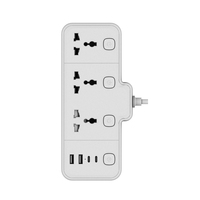 Multiprise industrielle PUJIMAX à 3 prises avec protection contre les surtensions, 2 ports de charge USB-A et 2 ports de charge Type-C, câble d'extension de 1,5 m