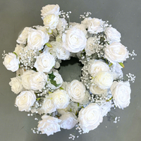 Bunga Mawar Pernikahan Babys-Breath Sutra Buatan, Dekorasi Meja Mewah Warna Putih, Rangkaian Lilin Model JD-B-126