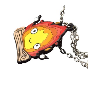 Nouveau porte-clés tendance en émail motif dessin animé, pendentif démon de feu, porte-clés en métal, breloques pour sac à dos à thème Château Ambulant Anime - Product Image 3