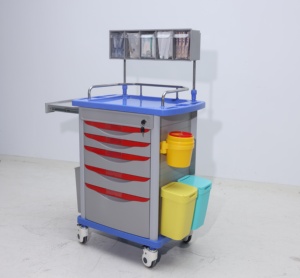Carro de soporte de anestesia ABS moderno y compacto, bandejas de medicamentos transparentes, segregación de residuos, bloqueo Individual para Hospital, comedor, escuela - Product Image 2