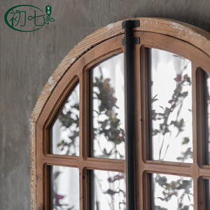 American Country Style Wall Mirror Wooden Rustic <b>Arch</b> Shape Full Length For Living Room Bedroom Clothing Store - Product Image 4