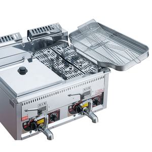 Grand double 2 réservoirs de gaz <span class=keywords><strong>pour</strong></span> restaurant commercial et industriel frites de pommes de terre à hot dog équipement de friture de poisson friteuse domestique - Product Image 2