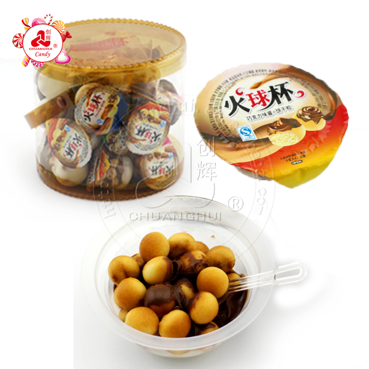 Хорошее качество 5 г шоколадная чашка с бисквитным шариком/100 шт огненный шар Чако чашка в банке