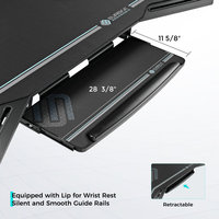 Escritorio para Juegos AJUNION Grande de 72 Pulgadas con Luces LED RGB, Mesa para Computadora con Bandeja Ajustable para Teclado y Gestión de Cables para Gamers de PC