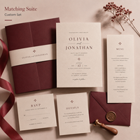 Invitation de mariage personnalisée minimaliste bordeaux et beige, impression typographique élégante avec noms et date personnalisés