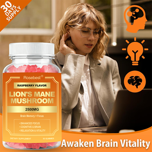 Rosebest, fabricant chinois, formule de saveur personnalisée, logo, emballage, supplément de gommes à mâcher à l'ashwagandha et aux champignons Lion's Mane avec vitamines - Product Image 5