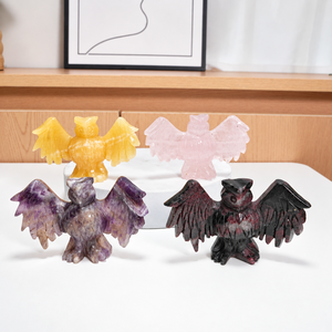Figurine d'hibou <span class=keywords><strong>en</strong></span> cristal naturel sculptée à la main avec des ailes écartées, <span class=keywords><strong>sculpture</strong></span> animale <span class=keywords><strong>en</strong></span> pierre précieuse pour la décoration intérieure, vente <span class=keywords><strong>en</strong></span> gros - Product Image 2