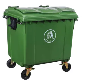 Großhandel mülleimer kommerziellen verwenden-Hersteller 660 Liter Kunststoff Industrie Mülleimer mobile Abfall behälter Müll container Mülleimer vier Räder