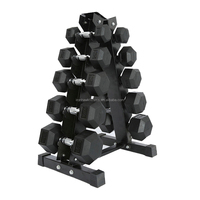 Set Dumbbell karet hex, peralatan Gym kepala bulat CPU bebas beban