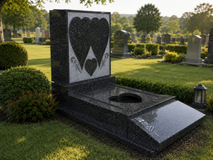 Monumentos funerarios de granito con diseño de doble corazón en oferta. - Product Image 5