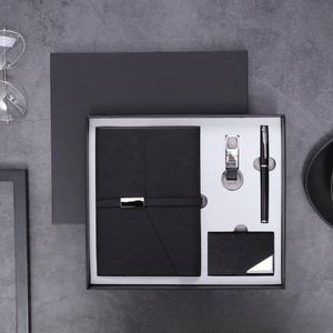 Ensemble cadeau d'affaires promotionnel élégant avec bloc-notes, porte-cartes, clé USB, articles souvenirs de luxe, reliure rigide - Product Image 3