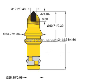 Parti per Macchinari Edili, Denti a Proiettile, Punta per Trivella in Carburo di Tungsteno 25mm ad Alte Prestazioni C31HD - Product Image 2