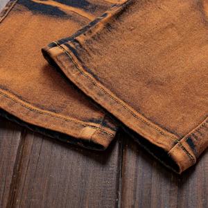 Pantalones Vaqueros de Estilo Vintage para Hombre, Corte Recto Ajustado, Estilo Motero, con Pliegues Tie-Dye, Cinturón de Moda para Otoño - Product Image 3