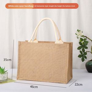 X57 Custom Eco-friendly Printed Burlap Jute Tote Bag Reusable Shopping Bag With Long Cotton Handle <b>for</b> <b>Gifts</b> With Custom Logo - Product Image 2