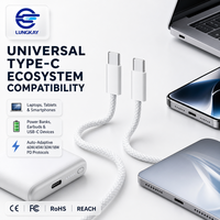 Kabel USB C ke USB C LUNGKAY Custom 60W PD 1M 1.5M 2M 6 Core Braided Tipe C Pengisian Cepat Grosir Produsen OEM